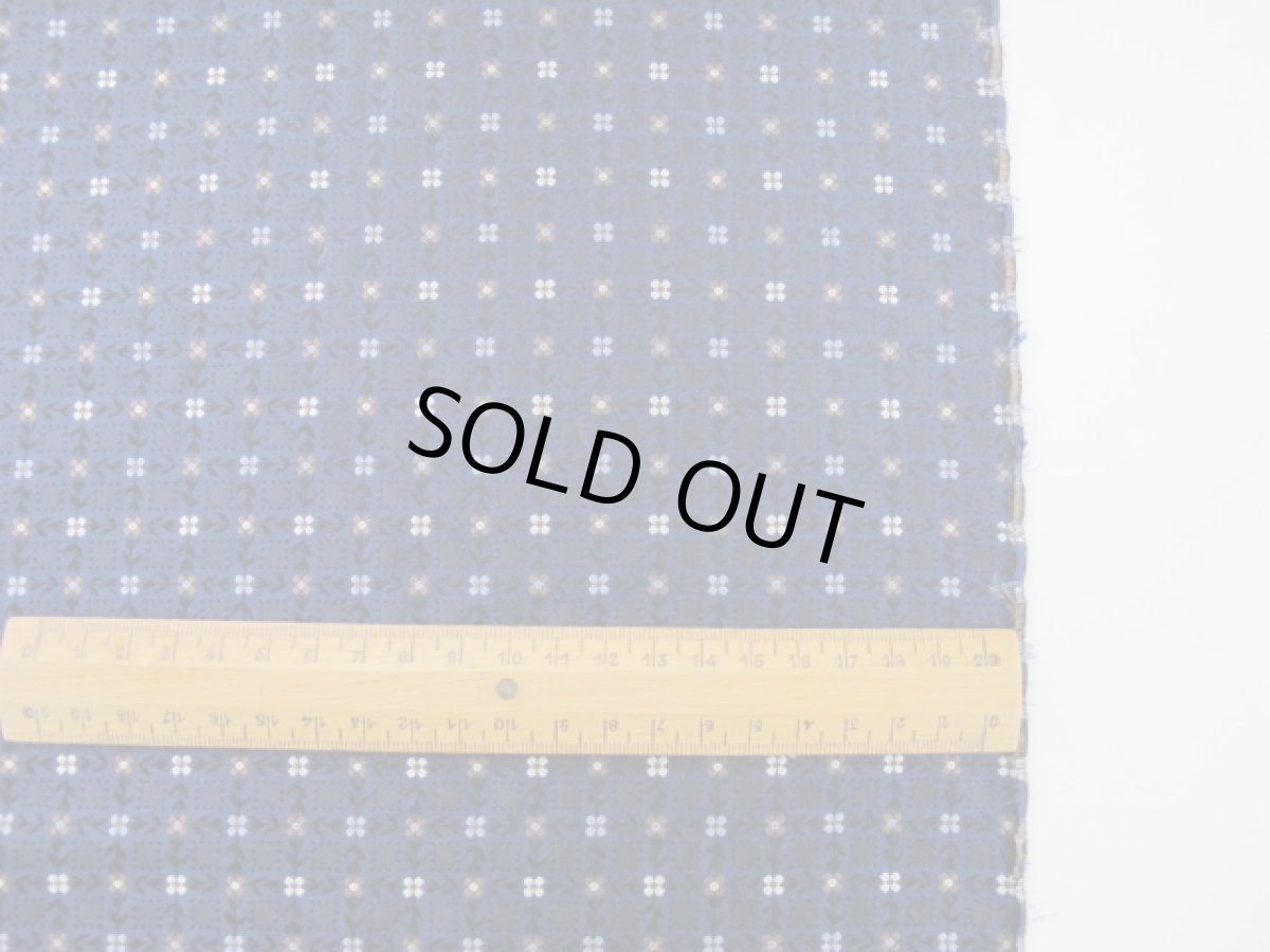 画像3: シルクジャガード　ヴィンテージフラワー　（GA８４２)ネイビー　*100cm巾 (3)