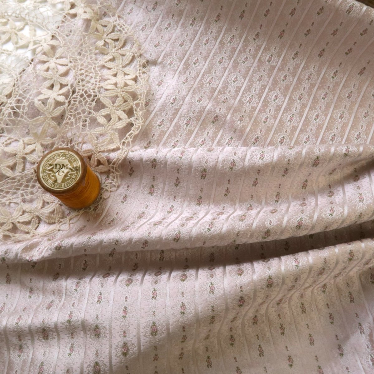 画像6: シルクジャガード　ミニチュアリボン・ローズ柄 (6)