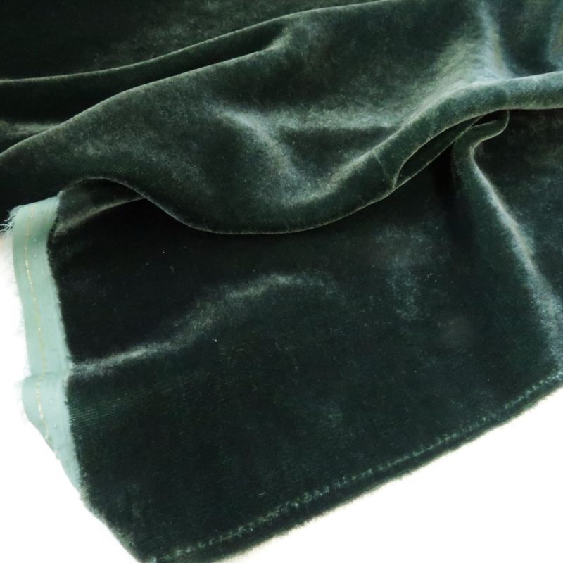画像1: シルクレーヨンベルベット　グリーン　110cm巾　  ❰在庫限り❱ (1)